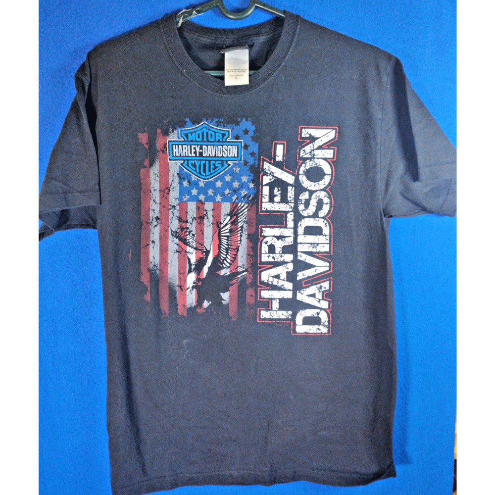 Harley-Davidson Men's M T-Shirt House of Harley Milwaukee WI Eagle American Flag